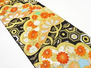 アンティーク　笠松に菊・亀甲模様織り出し袋帯（着用可）